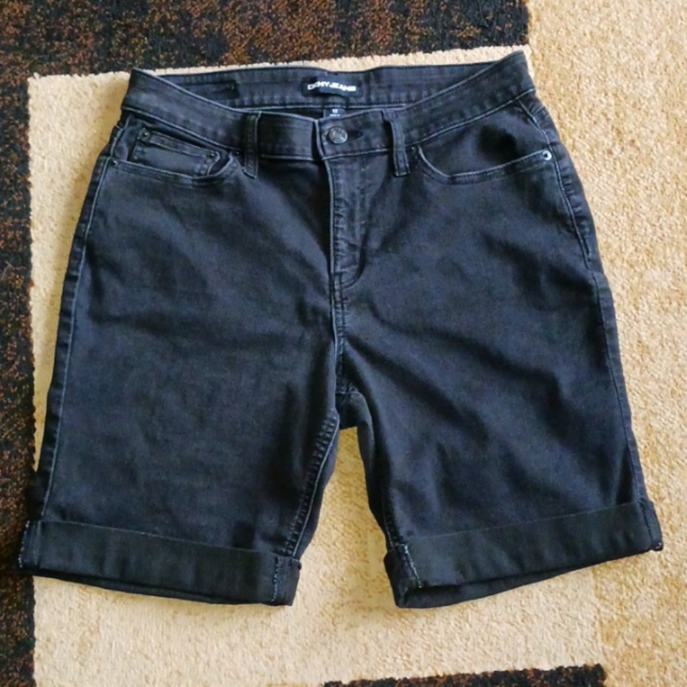 DKNY Jeans Black Bermuda Shorts, Size 12, Stretch